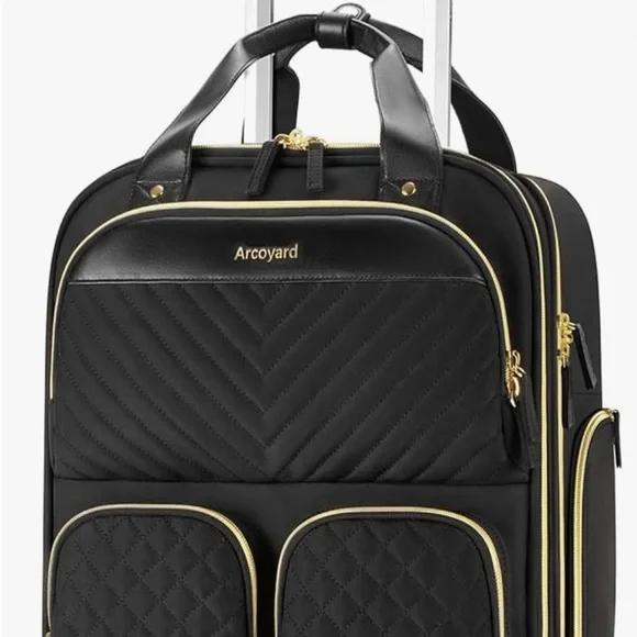 Black and Gold Carry On Bag - Picture 1 of 8